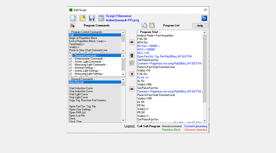 Script programming window.