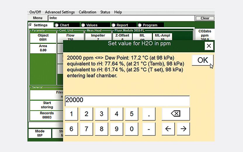 Dialog box to set H2O value