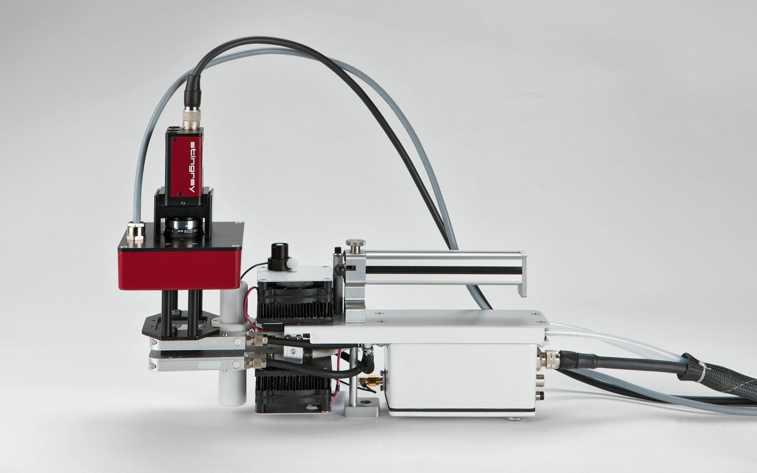 IMAGING-PAM MINI-Head connected with snap-on mount (Adapter IMAG-MIN/GFS) to the Standard Measuring Head 3010-S