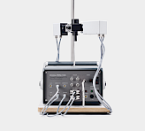 <p>DUAL-PAM-100 control unit (left) with near infrared emitter head and P700/fluorescence detector head connected to an optical unit type ED-101US/MD.</p>